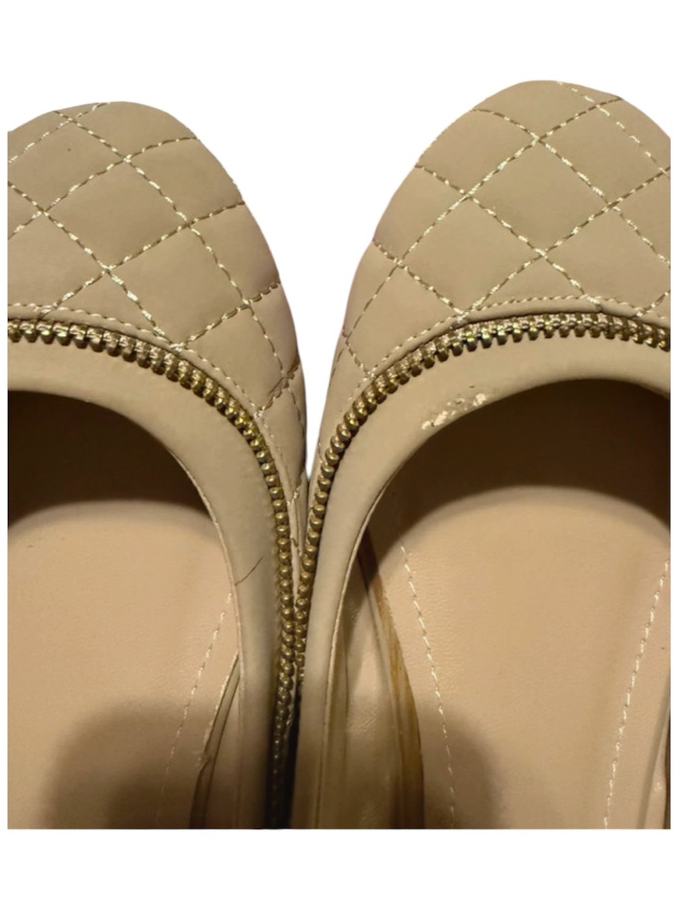 Taupe Quilted Flats With Zipper Detail Size 9 Women’s - Picture 5 of 9